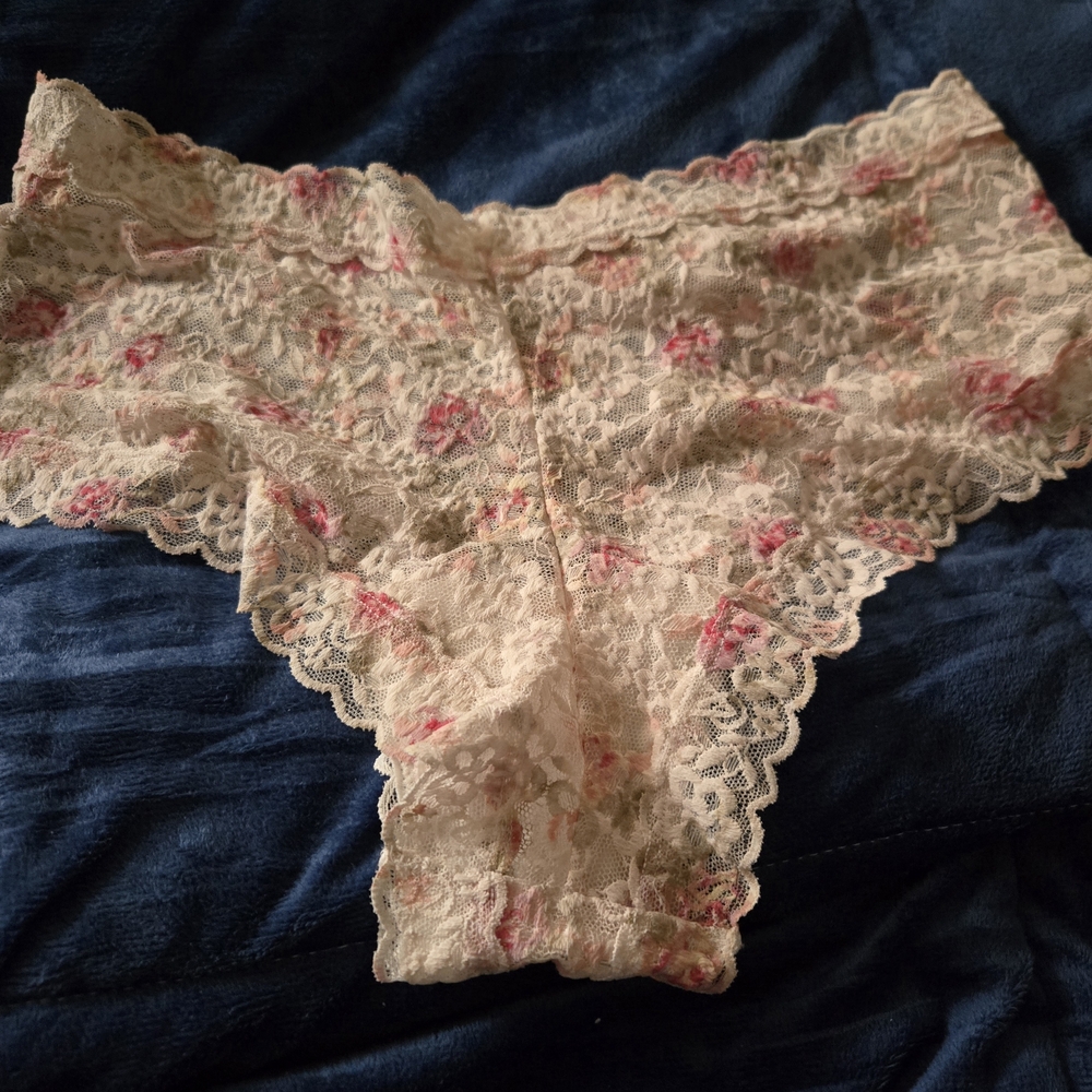 Victoria's Secret Floral Lace Cheeky Panties - Cream and Pink Size XXL - Picture 2 of 3